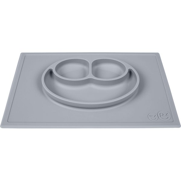 Silikonowy talerzyk z podkładką 2w1 Happy Mat EZPZ - pastelowa szarość