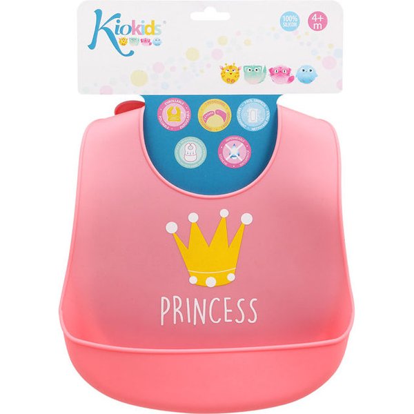 Silikonowy śliniaczek Kiokids - różowy
