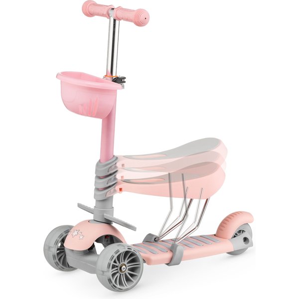 Hulajnoga trójkołowa, jeździk 3w1 Stars - różowy