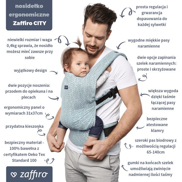 Nosidełko ergonomiczne City Zaffiro - Graphite Fern