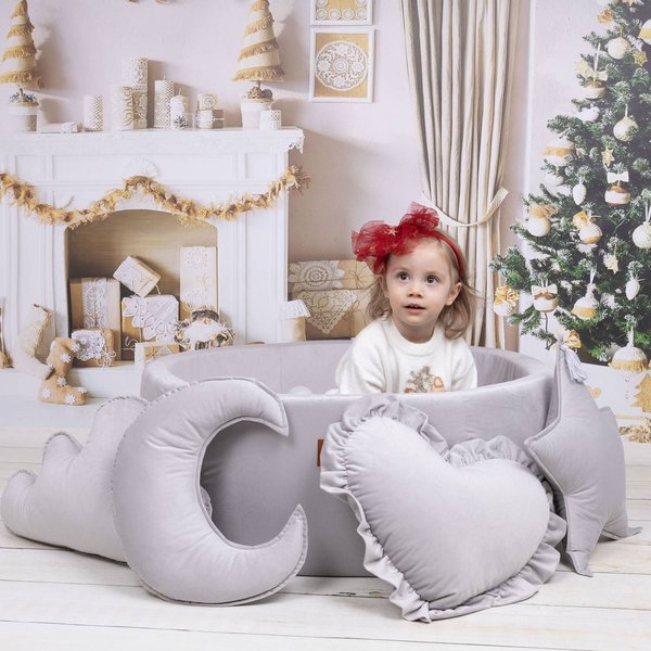 Suchy basen z kulkami Velvet Infantilo - szary/różowe kulki