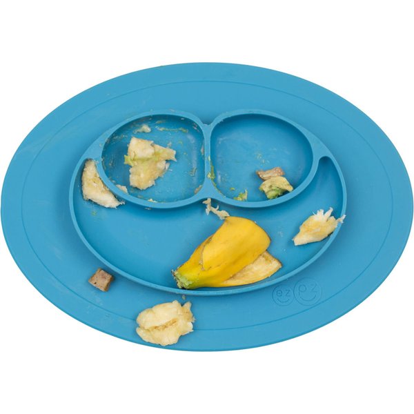 Silikonowy talerzyk z podkładką mały 2w1 Mini Mat EZPZ - niebieski