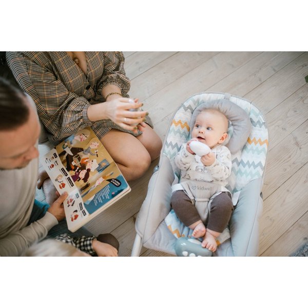 Leżaczek bujaczek z modułem sensorycznym 0-18kg Tumi Kidwell - króliczki