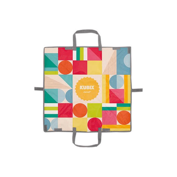 Klocki drewniane z matą do zabawy Kubix Janod - 40 el.mata