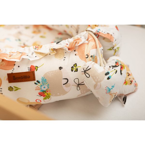 Kokon Velvet z falbanką 80x45cm Sensillo - Piknik brzoskwiniowy