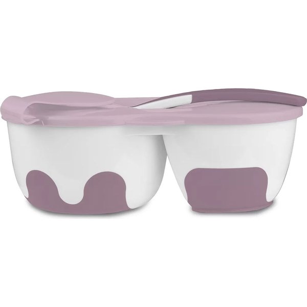Miseczka dwukomorowa z łyżeczką BabyOno - różowa
