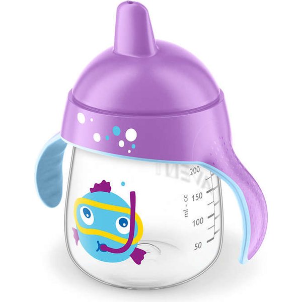 Kubek niekapek Picie bez rozlewania 260ml 12m+ Avent - fioletowa rybka