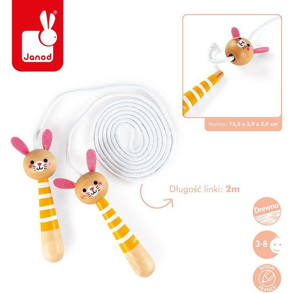 Skakanka z drewnianymi rączkami Janod - Zajączek