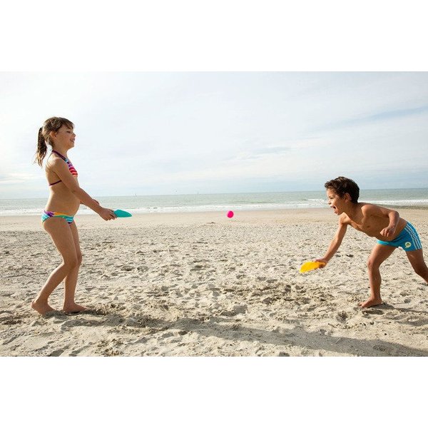 Zestaw 2 łopatek wielofunkcyjnych z piłeczką Cuppi Quut - Green, yellow, cherry