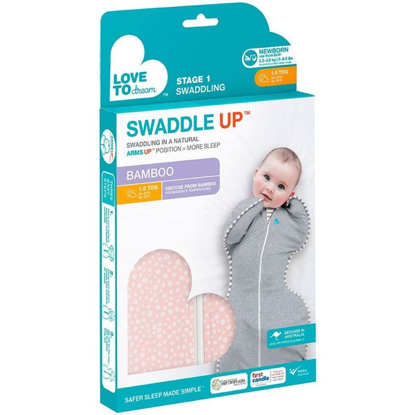Otulacz Swaddle Up Etap 1. Bamboo XS 1.0 TOG Love To Dream - rozmiar XS różowe groszki