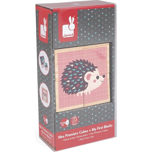 Klocki drewniane Puzzle 6w1 Janod - zwierzątka