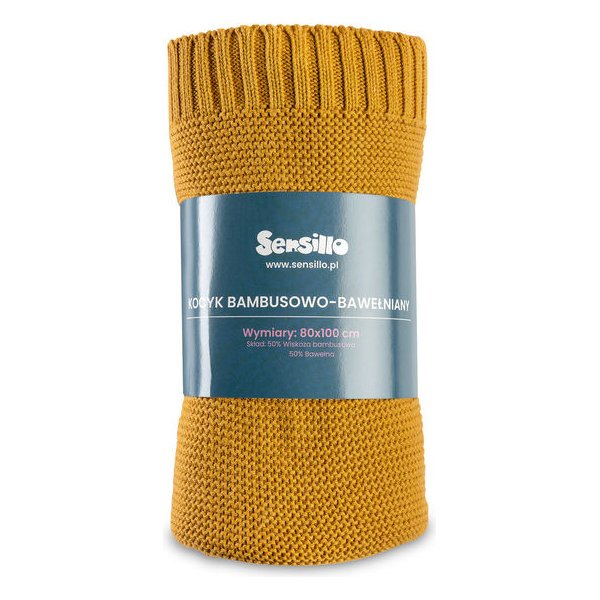 Kocyk Bambusowo-bawełniany 80x100cm Sensillo - Musztardowy
