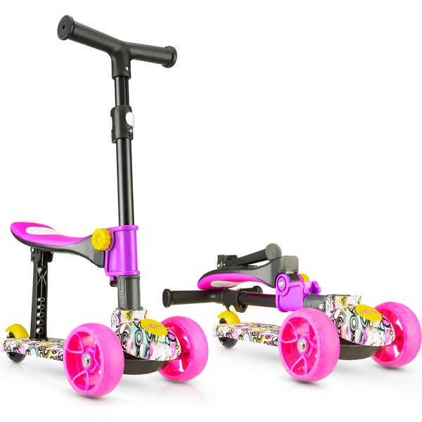 Hulajnoga trójkołowa składana, jeździk 2w1 LED Stars WYPRZEDAŻ - 3