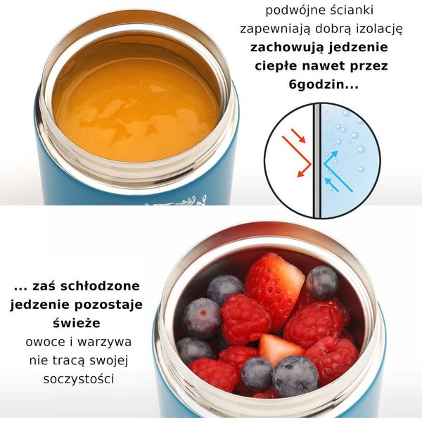 Termos obiadowy szeroki stalowy 300ml Reer - Niebieski