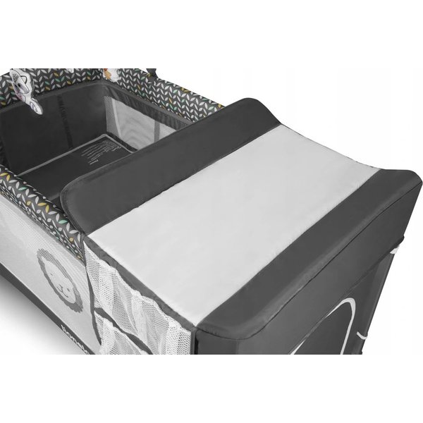 Łóżeczko turystyczne dwupoziomowe Flower Lionelo - grey scandi