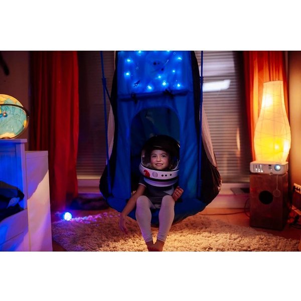 Huśtawka 2w1 bocianie gniazdo z namiotem led Hudora