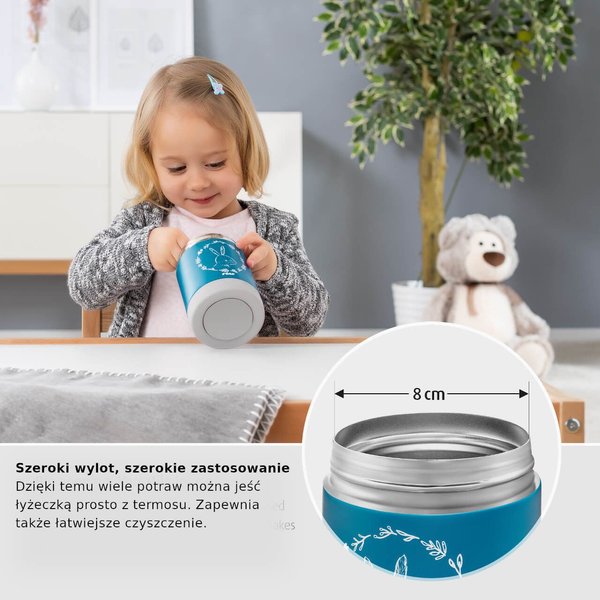 Termos obiadowy szeroki stalowy 300ml Reer - Niebieski