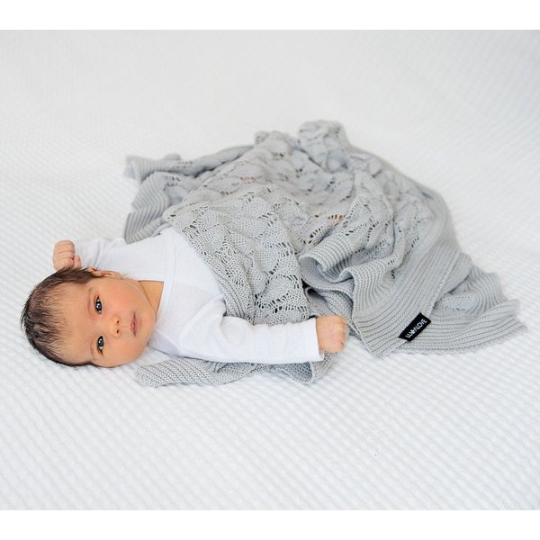 Kocyk ażurowy boho 100x80cm Lullalove - szary