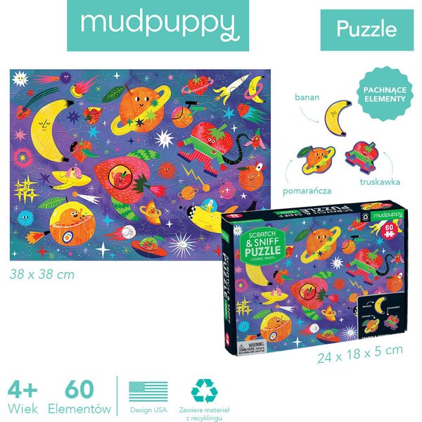 Puzzle sensoryczne z elementami zapachowymi Mudpuppy - Kosmiczne owoce