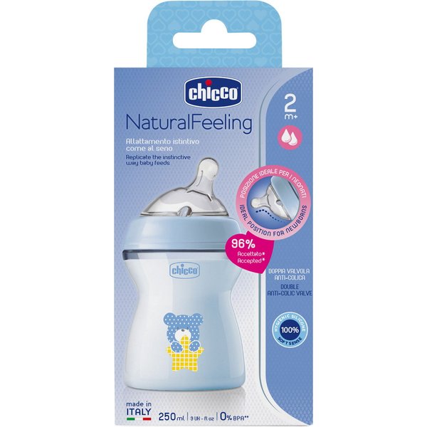 Butelka plastikowa Naturalfeeling 250ml 2m+ Chicco - niebieski