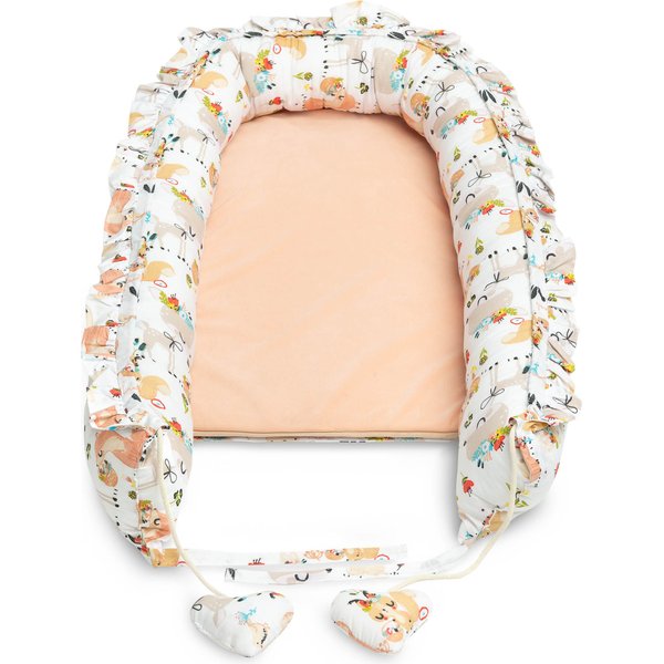 Kokon Velvet z falbanką 80x45cm Sensillo - Piknik brzoskwiniowy