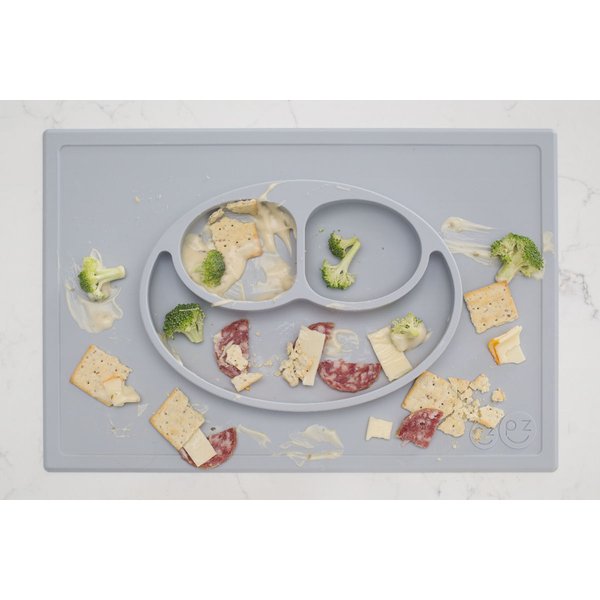 Silikonowy talerzyk z podkładką 2w1 Happy Mat EZPZ - pastelowa szarość