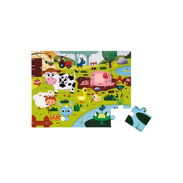 Puzzle sensoryczne 20 elementów Janod - farma