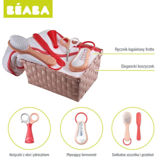 Zestaw kąpielowy z akcesoriami Beaba - nude/coral