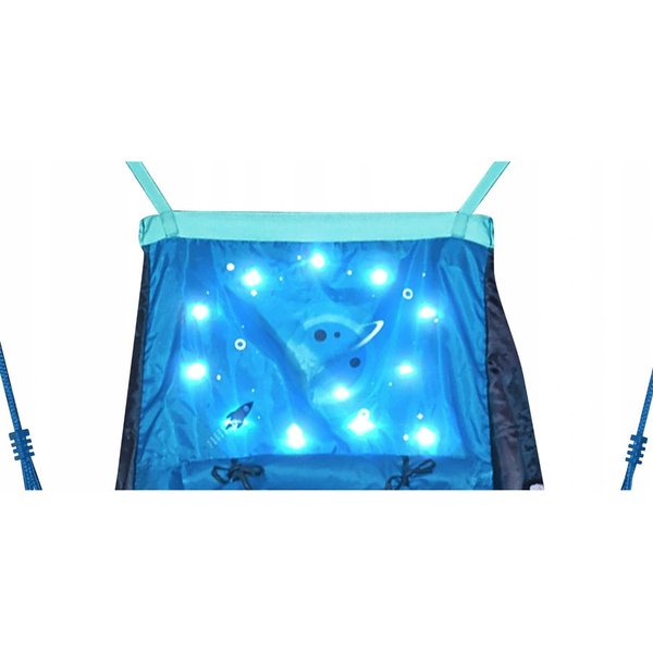 Huśtawka 2w1 bocianie gniazdo z namiotem led Hudora