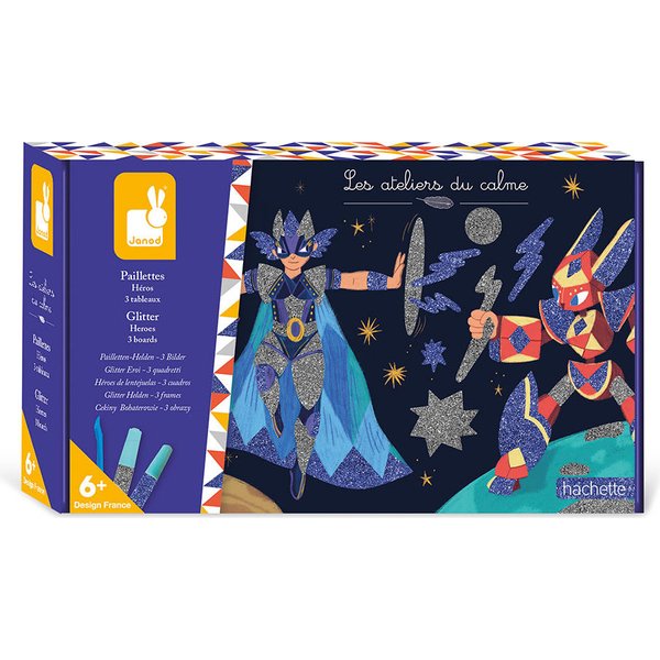 Zestaw kreatywny Brokat Bohaterowie 6+ Janod