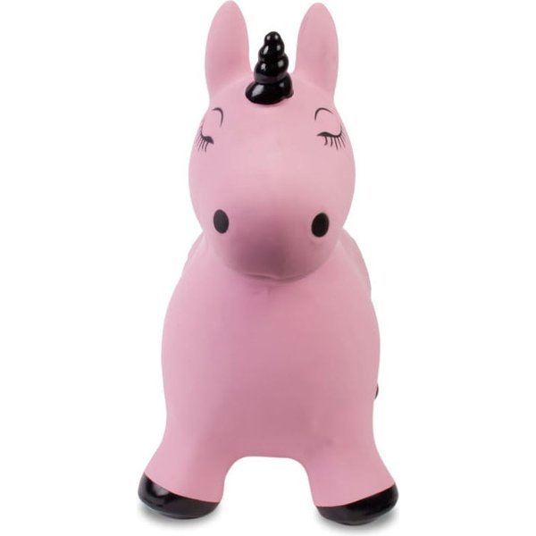 Skoczek jednorożec gumowy Sun Baby - różowo-czarny