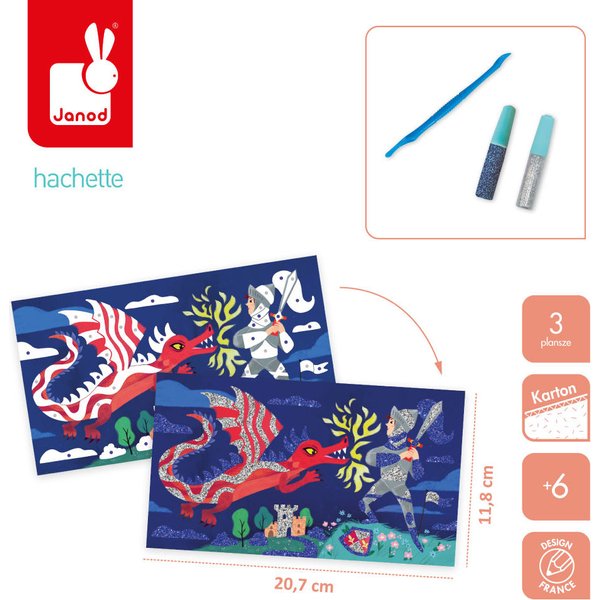 Zestaw kreatywny Brokat Bohaterowie 6+ Janod