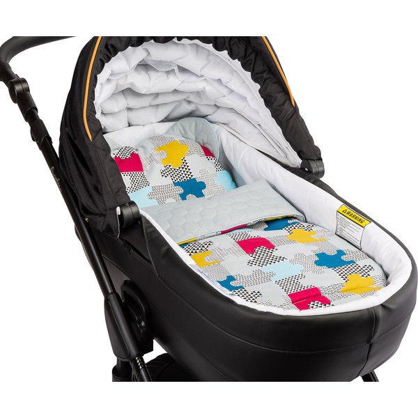 Komplet do wózka Velvet Sensillo - szary puzzle