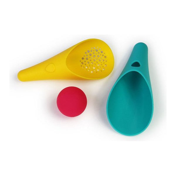 Zestaw 2 łopatek wielofunkcyjnych z piłeczką Cuppi Quut - Green, yellow, cherry