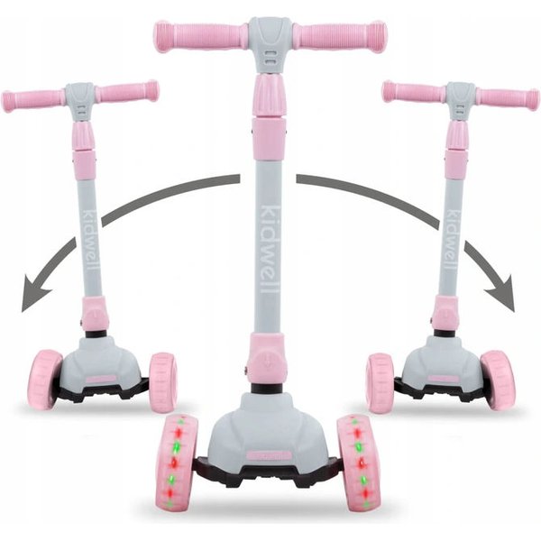 Hulajnoga 3-kołowa świecące koła Jax Kidwell - Gray/Pink
