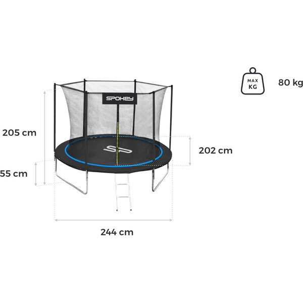 Trampolina ogrodowa Jumper 244cm Spokey - czarny/czerwony