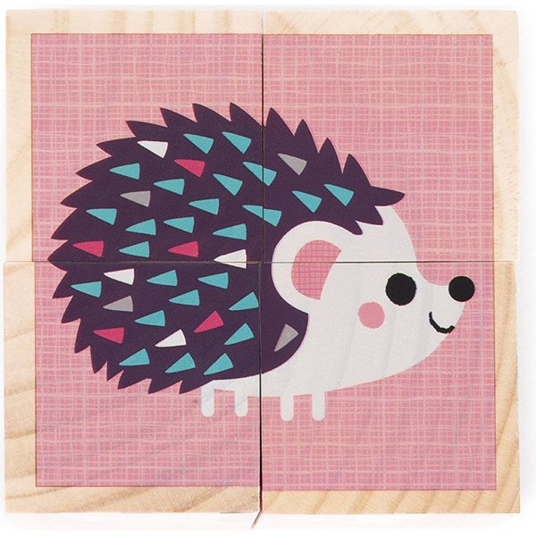 Klocki drewniane Puzzle 6w1 Janod - zwierzątka