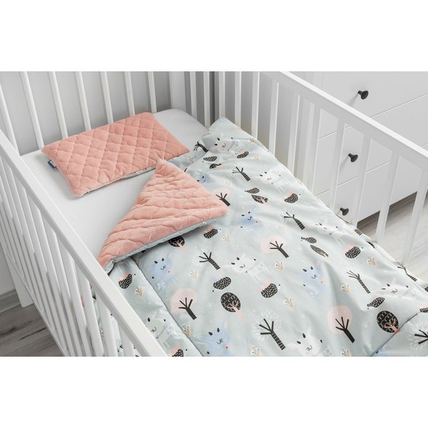 Komplet do łóżeczka z pluszem karo Sensillo - jelonki