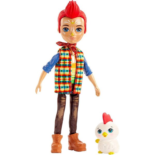 Barbie Enchantimals lalka + zwierzątko domowe Mattel - redward rooster & cluck