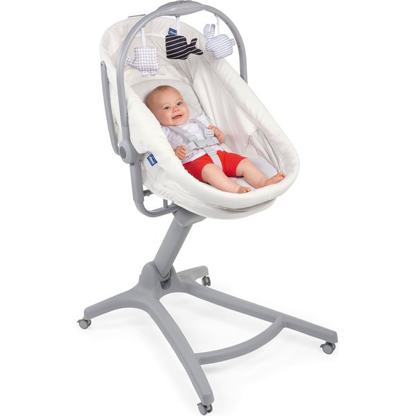 Leżaczek krzesełko Baby Hug Air 4w1 - white snow
