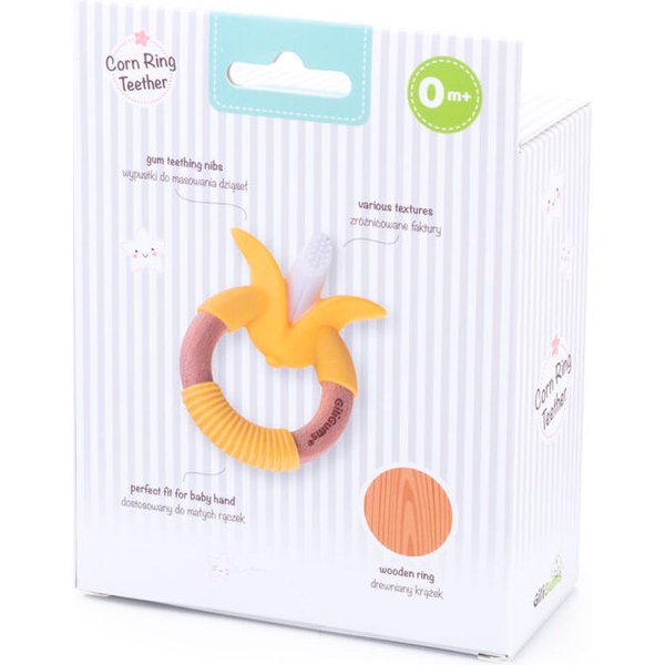 Gryzak z drewna bukowego i silikonu pierścień Giligums - kukurydza