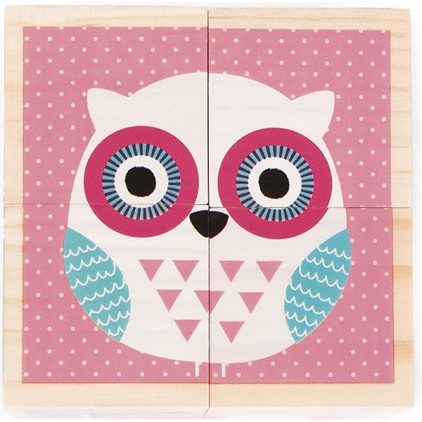 Klocki drewniane Puzzle 6w1 Janod - zwierzątka