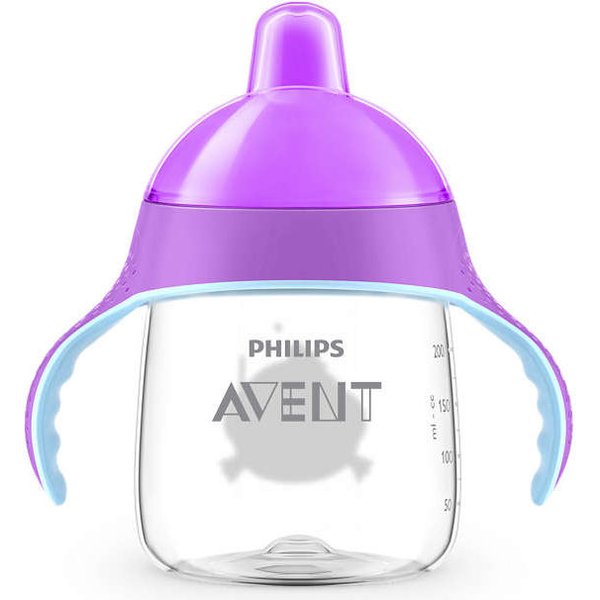 Kubek niekapek Picie bez rozlewania 260ml 12m+ Avent - fioletowa rybka