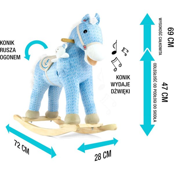 Koń Pony na biegunach z efektami dźwiękowymi Milly Mally - jasnoniebieski