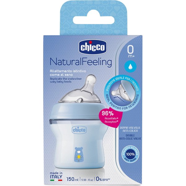 Butelka plastikowa Naturalfeeling 150ml 0+ Chicco - niebieski