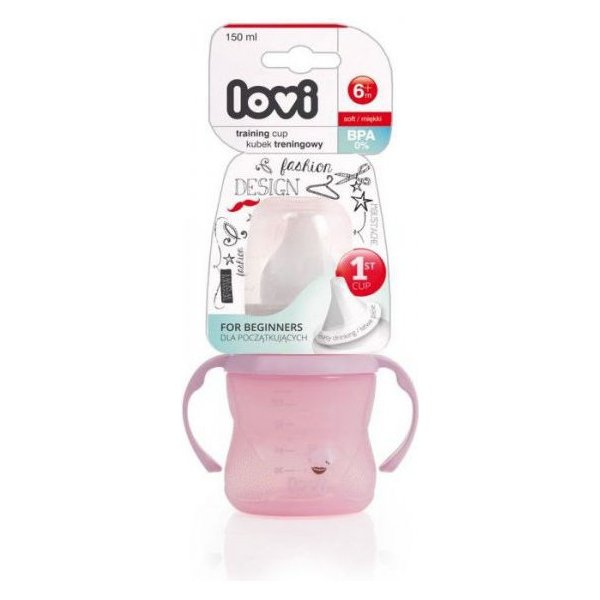 Kubek treningowy Retro 150ml 6m+ Lovi - różowy