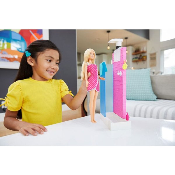 Barbie Mebelki + Lalka Mattel - prysznic