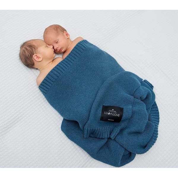 Bambusowy koc tkany 80x100 Lullalove - Petrol