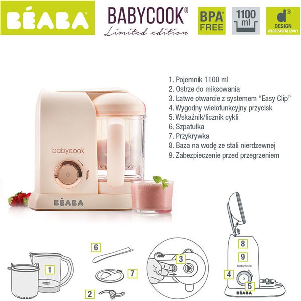 Urządzenie wielofunkcyjne Babycook Kolekcja Macaron Beaba - Pink