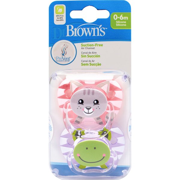 Smoczek ortodontyczny 2szt 0-6m Dr Browns - zwierzęta fioletowy